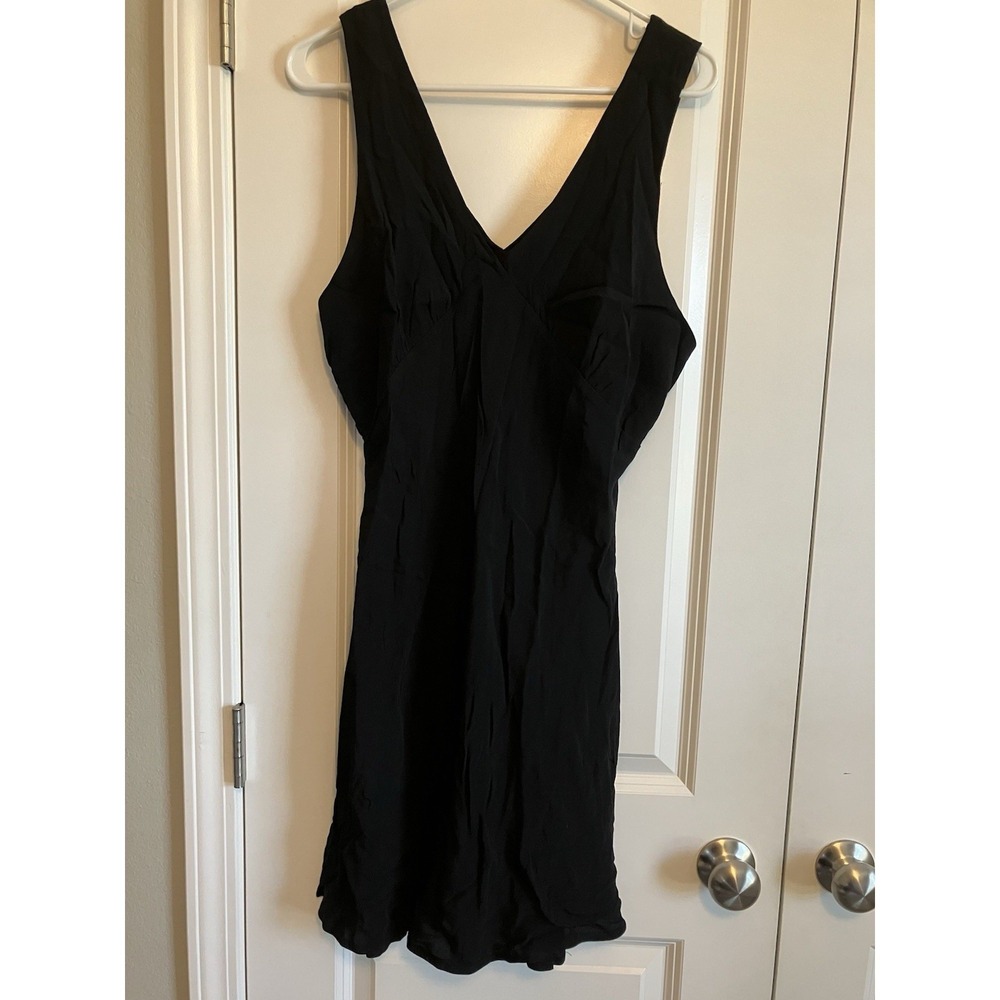 Wild Fable Women's Black Pullover Sleeveless V-Neck Mini Dress Tie Large C711
